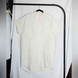 Striped Cream Linen Shirt Dress